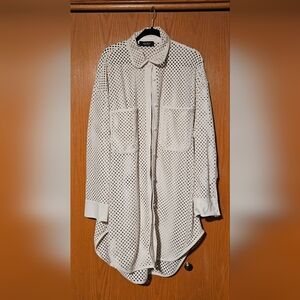 AKIRA Ivory Mesh Cut-Out Top